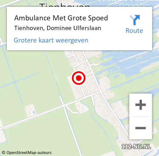 Locatie op kaart van de 112 melding: Ambulance Met Grote Spoed Naar Tienhoven, Dominee Ulferslaan op 4 februari 2017 12:03