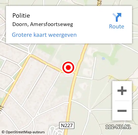 Locatie op kaart van de 112 melding: Politie Doorn, Amersfoortseweg op 4 februari 2017 12:29