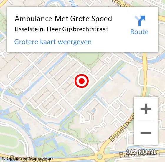 Locatie op kaart van de 112 melding: Ambulance Met Grote Spoed Naar IJsselstein, Heer Gijsbrechtstraat op 4 februari 2017 12:34