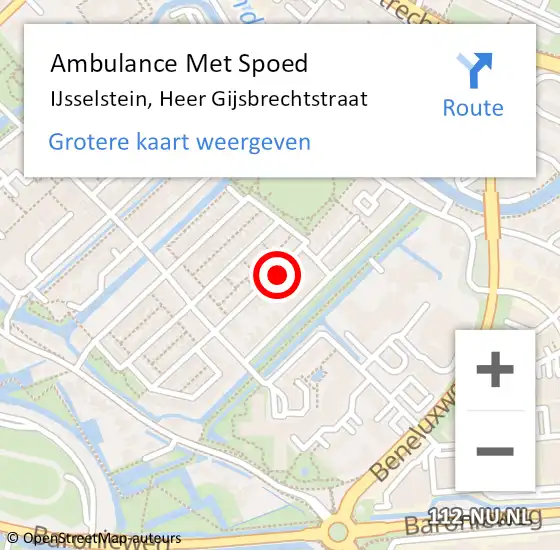 Locatie op kaart van de 112 melding: Ambulance Met Spoed Naar IJsselstein, Heer Gijsbrechtstraat op 4 februari 2017 13:09