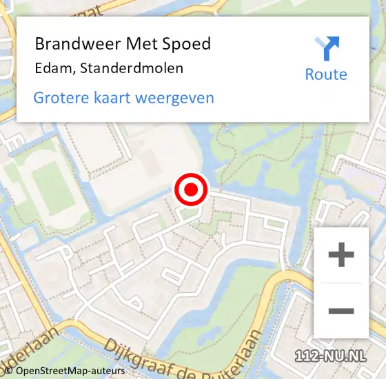 Locatie op kaart van de 112 melding: Brandweer Met Spoed Naar Edam, Standerdmolen op 4 februari 2017 13:59