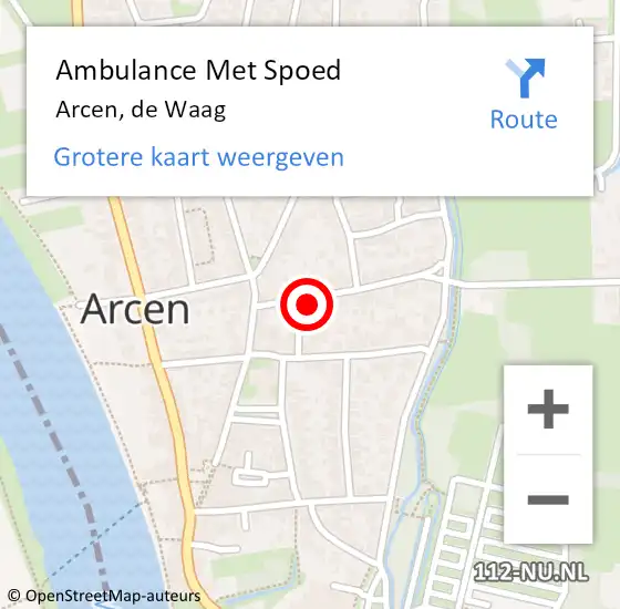 Locatie op kaart van de 112 melding: Ambulance Met Spoed Naar Arcen, de Waag op 4 februari 2017 14:07