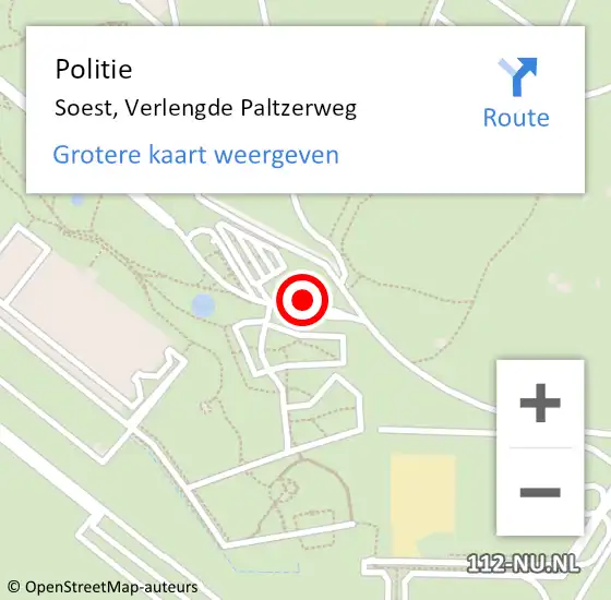 Locatie op kaart van de 112 melding: Politie Soest, Verlengde Paltzerweg op 4 februari 2017 14:45