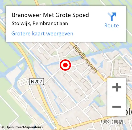 Locatie op kaart van de 112 melding: Brandweer Met Grote Spoed Naar Stolwijk, Rembrandtlaan op 4 februari 2017 14:51