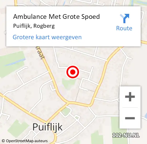 Locatie op kaart van de 112 melding: Ambulance Met Grote Spoed Naar Puiflijk, Rogberg op 4 februari 2017 14:58