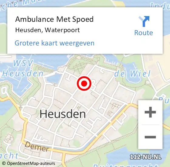 Locatie op kaart van de 112 melding: Ambulance Met Spoed Naar Heusden, Waterpoort op 4 februari 2017 15:11