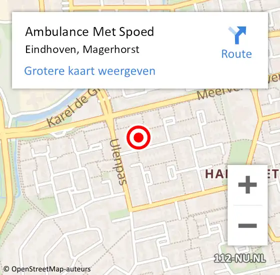 Locatie op kaart van de 112 melding: Ambulance Met Spoed Naar Eindhoven, Magerhorst op 4 februari 2017 15:29