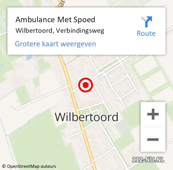 Locatie op kaart van de 112 melding: Ambulance Met Spoed Naar Wilbertoord, Verbindingsweg op 4 februari 2017 15:36