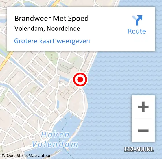 Locatie op kaart van de 112 melding: Brandweer Met Spoed Naar Volendam, Noordeinde op 4 februari 2017 17:05