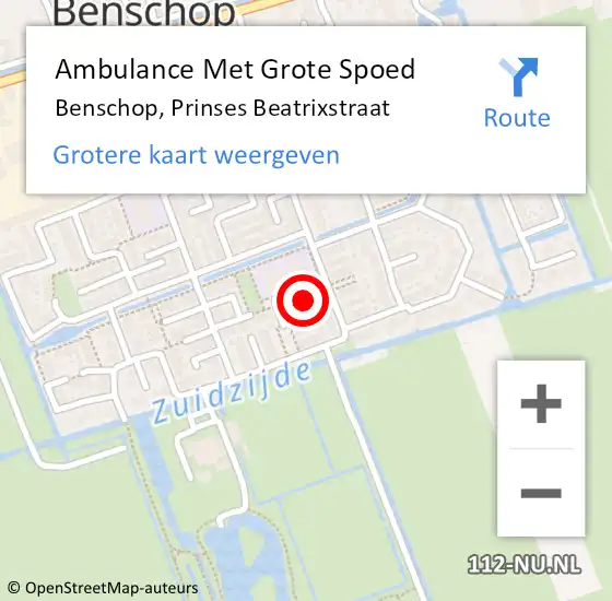 Locatie op kaart van de 112 melding: Ambulance Met Grote Spoed Naar Benschop, Prinses Beatrixstraat op 4 februari 2017 17:32