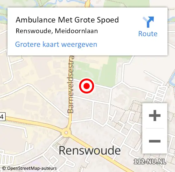 Locatie op kaart van de 112 melding: Ambulance Met Grote Spoed Naar Renswoude, Meidoornlaan op 4 februari 2017 18:05