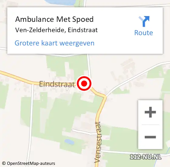 Locatie op kaart van de 112 melding: Ambulance Met Spoed Naar Ven-Zelderheide, Eindstraat op 4 februari 2017 18:13