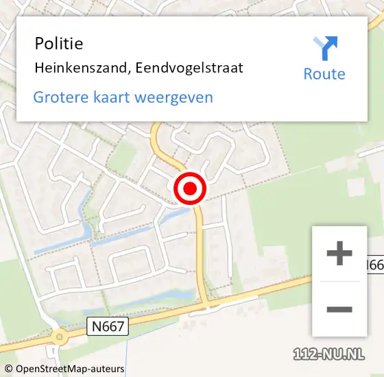Locatie op kaart van de 112 melding: Politie Heinkenszand, Eendvogelstraat op 4 februari 2017 18:14