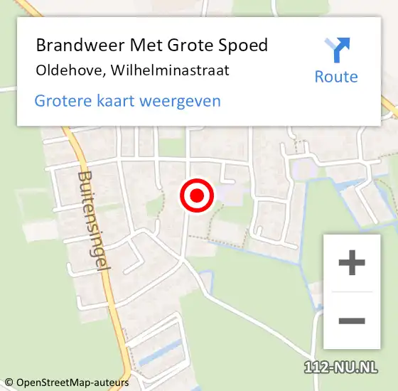 Locatie op kaart van de 112 melding: Brandweer Met Grote Spoed Naar Oldehove, Wilhelminastraat op 4 februari 2017 18:18