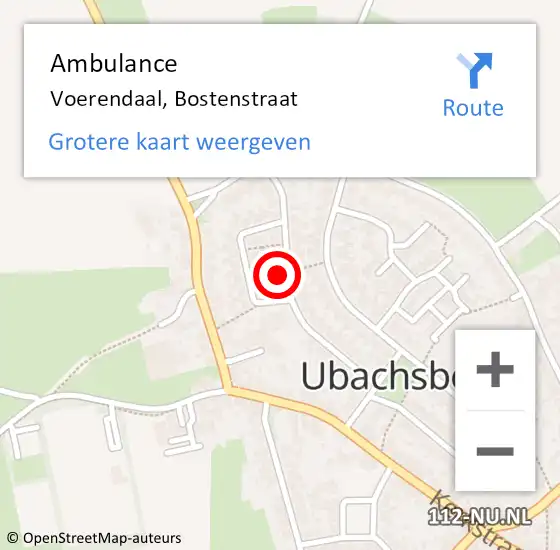 Locatie op kaart van de 112 melding: Ambulance Voerendaal, Bostenstraat op 10 januari 2014 03:49