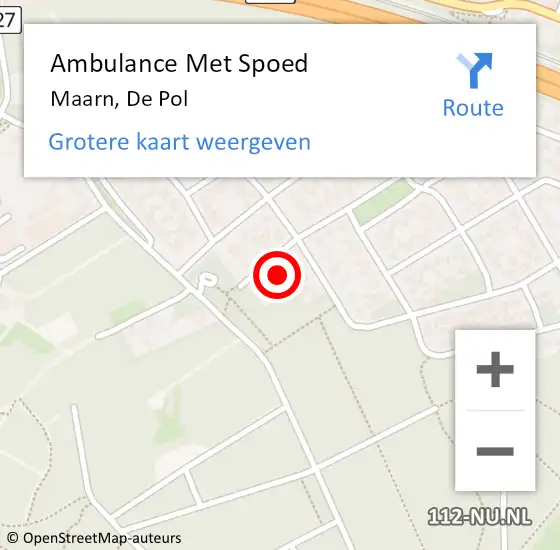 Locatie op kaart van de 112 melding: Ambulance Met Spoed Naar Maarn, De Pol op 4 februari 2017 19:13