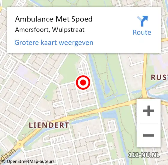 Locatie op kaart van de 112 melding: Ambulance Met Spoed Naar Amersfoort, Wulpstraat op 4 februari 2017 19:55