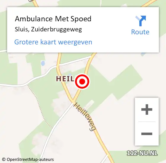 Locatie op kaart van de 112 melding: Ambulance Met Spoed Naar Sluis, Zuiderbruggeweg op 4 februari 2017 19:59
