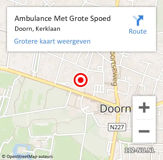 Locatie op kaart van de 112 melding: Ambulance Met Grote Spoed Naar Doorn, Kerklaan op 4 februari 2017 20:48