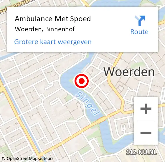 Locatie op kaart van de 112 melding: Ambulance Met Spoed Naar Woerden, Binnenhof op 4 februari 2017 22:17