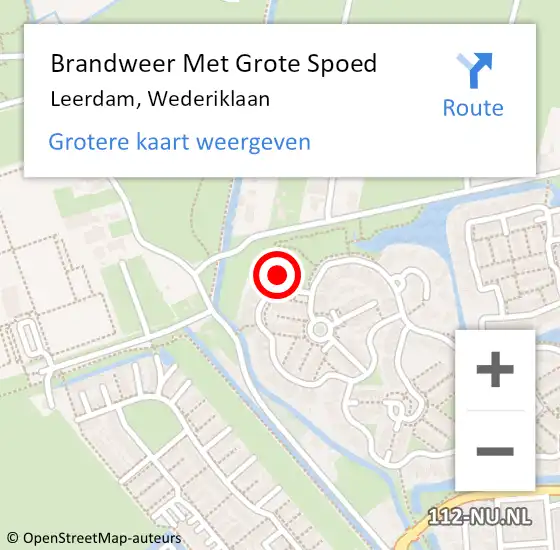 Locatie op kaart van de 112 melding: Brandweer Met Grote Spoed Naar Leerdam, Wederiklaan op 4 februari 2017 22:57