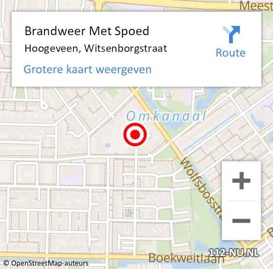 Locatie op kaart van de 112 melding: Brandweer Met Spoed Naar Hoogeveen, Witsenborgstraat op 5 februari 2017 00:15