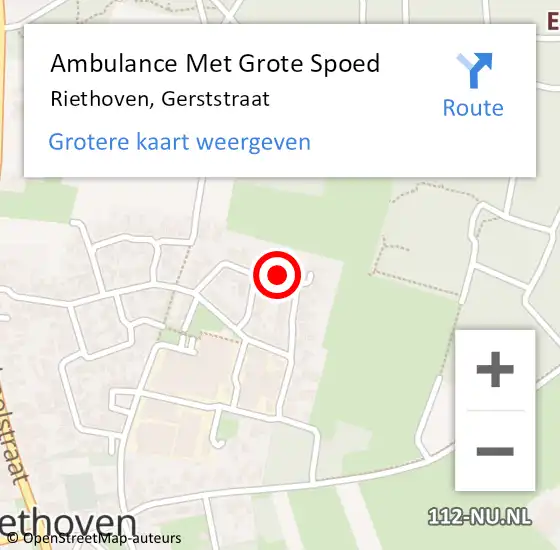 Locatie op kaart van de 112 melding: Ambulance Met Grote Spoed Naar Riethoven, Gerststraat op 5 februari 2017 00:36