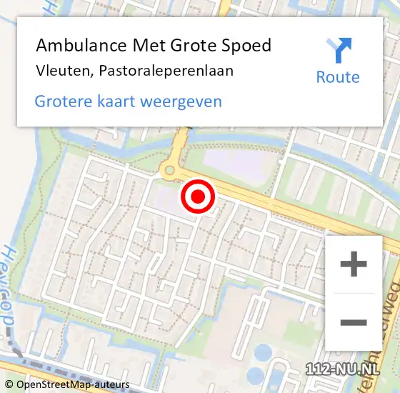 Locatie op kaart van de 112 melding: Ambulance Met Grote Spoed Naar Vleuten, Pastoraleperenlaan op 10 januari 2014 06:01