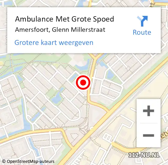 Locatie op kaart van de 112 melding: Ambulance Met Grote Spoed Naar Amersfoort, Glenn Millerstraat op 5 februari 2017 01:56