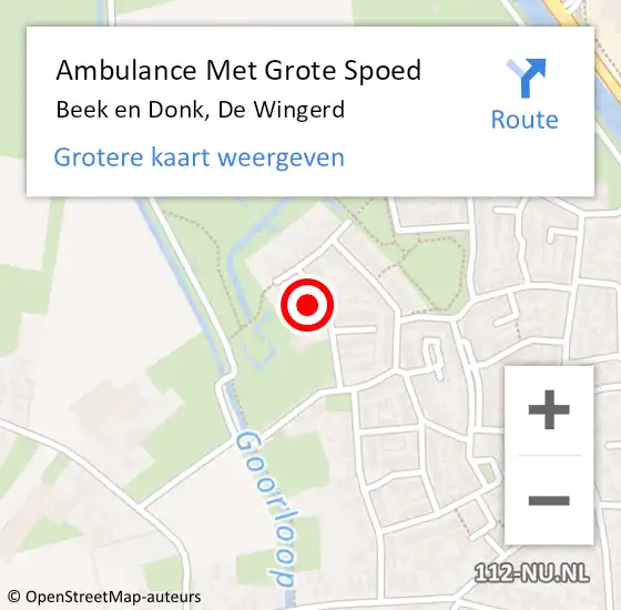 Locatie op kaart van de 112 melding: Ambulance Met Grote Spoed Naar Beek en Donk, De Wingerd op 5 februari 2017 03:21