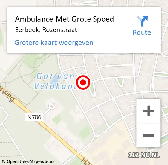 Locatie op kaart van de 112 melding: Ambulance Met Grote Spoed Naar Eerbeek, Rozenstraat op 5 februari 2017 06:23