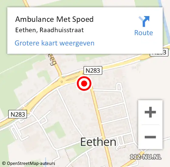 Locatie op kaart van de 112 melding: Ambulance Met Spoed Naar Eethen, Raadhuisstraat op 5 februari 2017 07:10