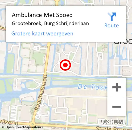 Locatie op kaart van de 112 melding: Ambulance Met Spoed Naar Grootebroek, Burg Schrijnderlaan op 5 februari 2017 09:24