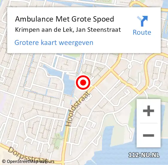 Locatie op kaart van de 112 melding: Ambulance Met Grote Spoed Naar Krimpen aan de Lek, Jan Steenstraat op 5 februari 2017 09:34