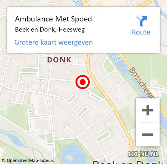 Locatie op kaart van de 112 melding: Ambulance Met Spoed Naar Beek en Donk, Heesweg op 5 februari 2017 09:50