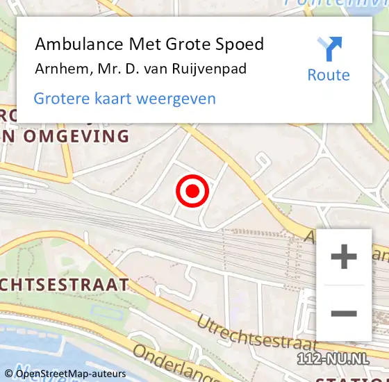 Locatie op kaart van de 112 melding: Ambulance Met Grote Spoed Naar Arnhem, Mr. D. van Ruijvenpad op 5 februari 2017 10:25