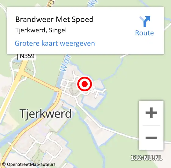 Locatie op kaart van de 112 melding: Brandweer Met Spoed Naar Tjerkwerd, Singel op 5 februari 2017 10:51