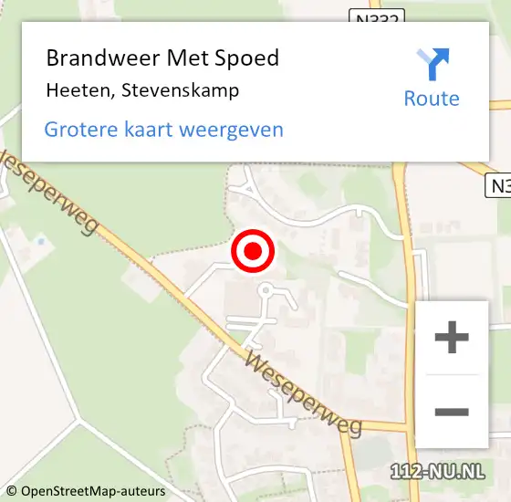 Locatie op kaart van de 112 melding: Brandweer Met Spoed Naar Heeten, Stevenskamp op 5 februari 2017 11:21