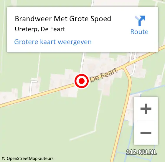 Locatie op kaart van de 112 melding: Brandweer Met Grote Spoed Naar Ureterp, De Feart op 5 februari 2017 11:26