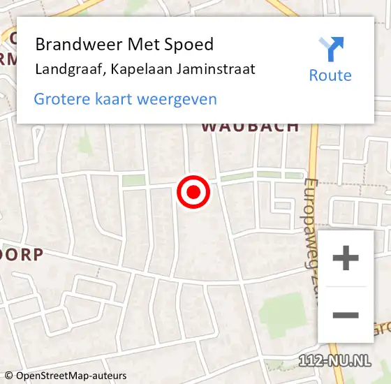 Locatie op kaart van de 112 melding: Brandweer Met Spoed Naar Landgraaf, Kapelaan Jaminstraat op 5 februari 2017 11:27