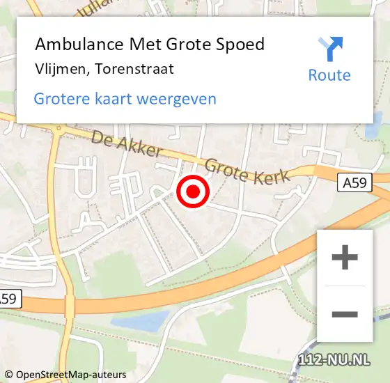 Locatie op kaart van de 112 melding: Ambulance Met Grote Spoed Naar Vlijmen, Torenstraat op 5 februari 2017 11:37