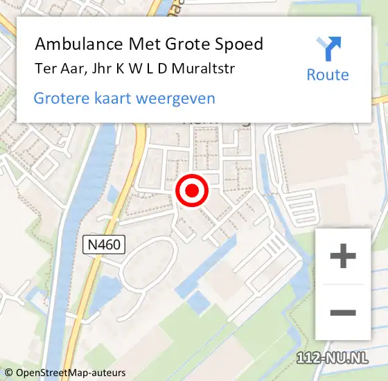 Locatie op kaart van de 112 melding: Ambulance Met Grote Spoed Naar Ter Aar, Jhr K W L D Muraltstr op 5 februari 2017 11:43