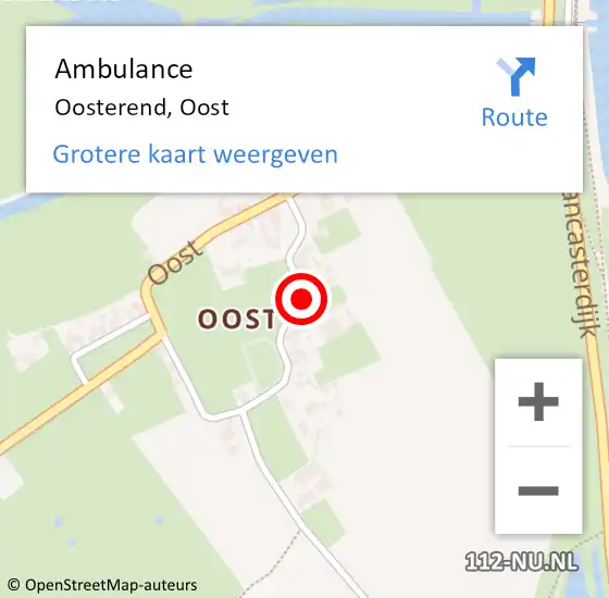 Locatie op kaart van de 112 melding: Ambulance Oosterend, Oost op 5 februari 2017 12:02