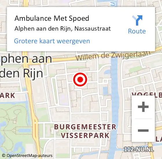 Locatie op kaart van de 112 melding: Ambulance Met Spoed Naar Alphen aan den Rijn, Nassaustraat op 5 februari 2017 12:19