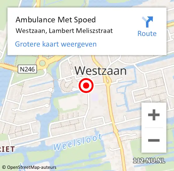 Locatie op kaart van de 112 melding: Ambulance Met Spoed Naar Westzaan, Lambert Meliszstraat op 5 februari 2017 12:33