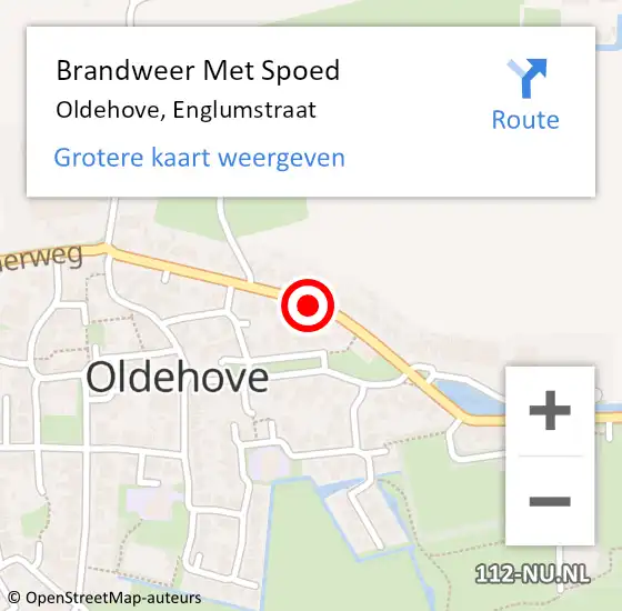 Locatie op kaart van de 112 melding: Brandweer Met Spoed Naar Oldehove, Englumstraat op 5 februari 2017 12:34