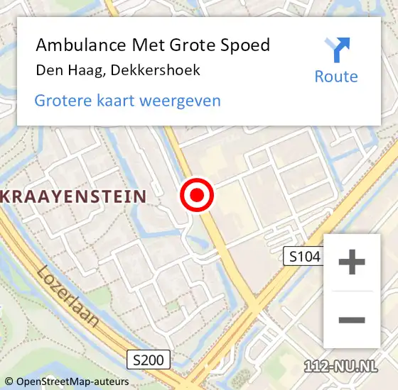 Locatie op kaart van de 112 melding: Ambulance Met Grote Spoed Naar Den Haag, Dekkershoek op 5 februari 2017 12:41