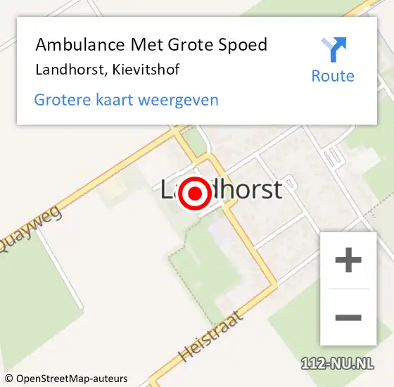 Locatie op kaart van de 112 melding: Ambulance Met Grote Spoed Naar Landhorst, Kievitshof op 5 februari 2017 12:58