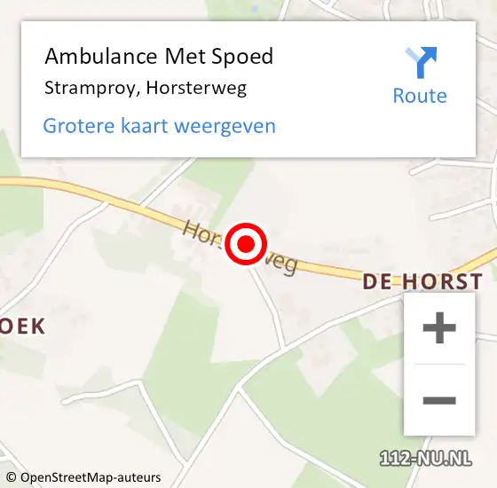 Locatie op kaart van de 112 melding: Ambulance Met Spoed Naar Stramproy, Horsterweg op 5 februari 2017 13:12