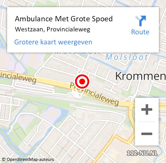 Locatie op kaart van de 112 melding: Ambulance Met Grote Spoed Naar Westzaan, Provincialeweg op 5 februari 2017 13:41